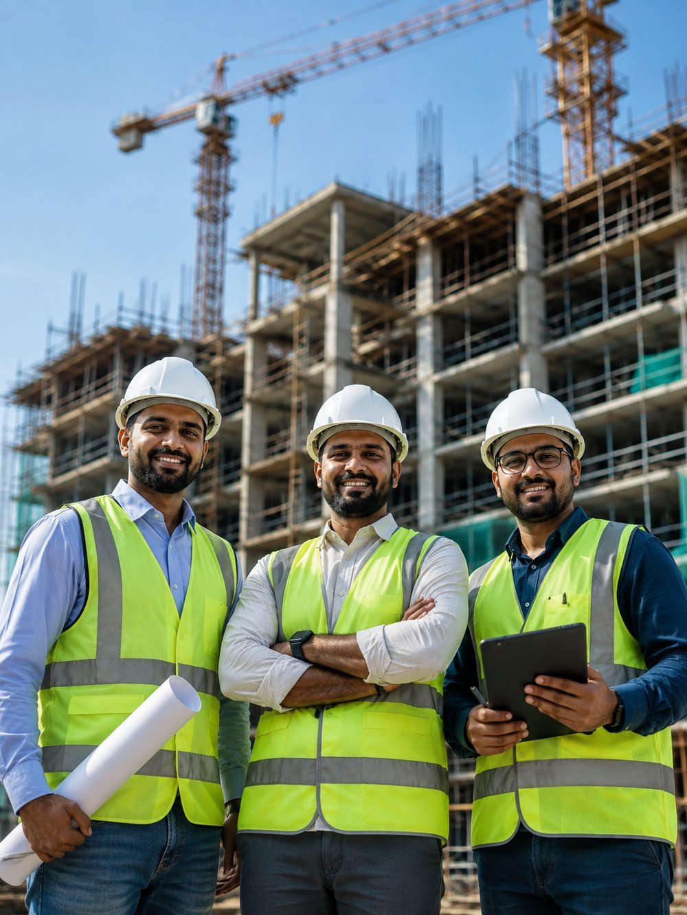 Engineers on a construction site of the kind Zayvon Solution Est. supplies