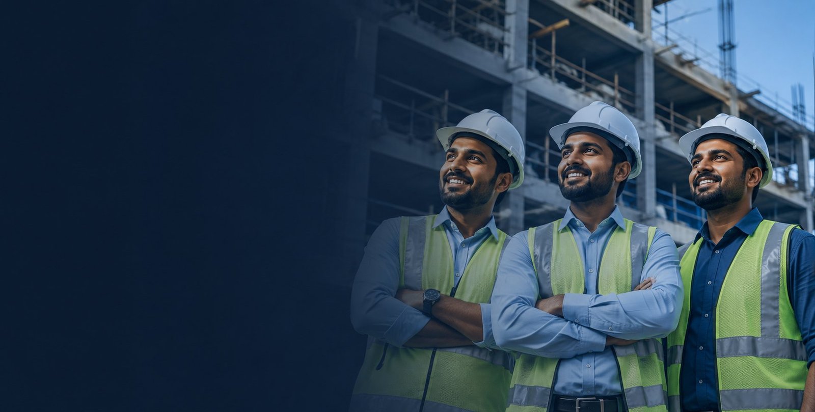 Site engineers at a building under construction